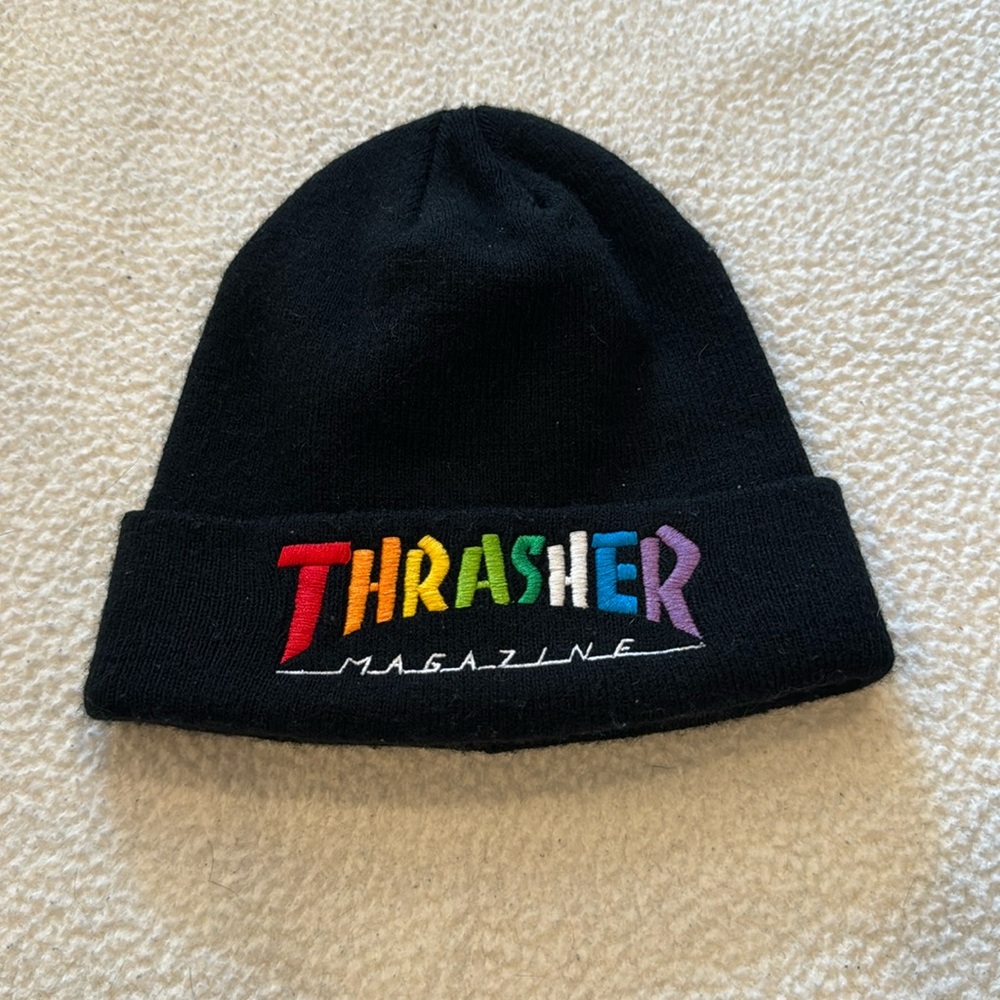 Thrasher Pride Rainbow Black Beanie Hat